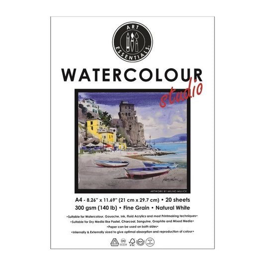 ART ESSENTIALS WATERCOLOUR STUDIO A4 (21 CM X 29.7 CM) PAD OF 20 SHEETS