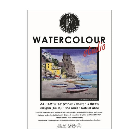 ART ESSENTIALS WATERCOLOUR STUDIO A3 (29.7 CM X 42 CM) POLYPACK OF 5 SHEETS