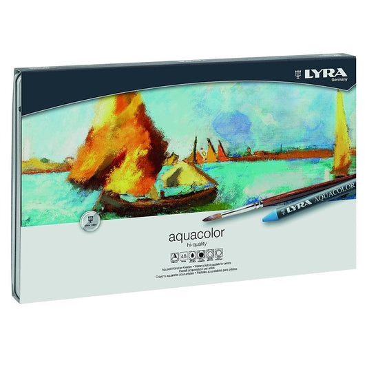 LYRA Aquacolor Water-Soluble Wax Crayons, Set of 48 Crayons, Assorted Colors (5611480)