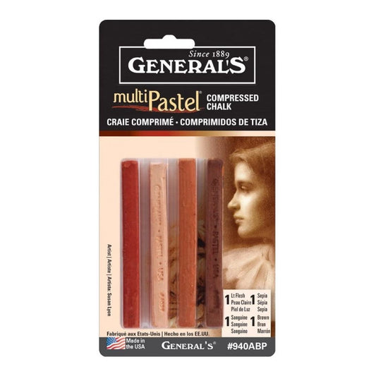 General Pencil Company Compressed Pastel Chalk 4-Pack: Earth Tones