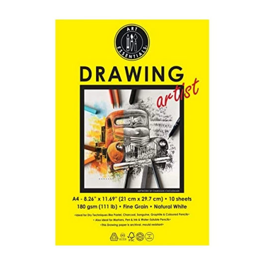 Art Essentials Drawing Artist A4  Natural White Fine Grain 180 GSM Paper